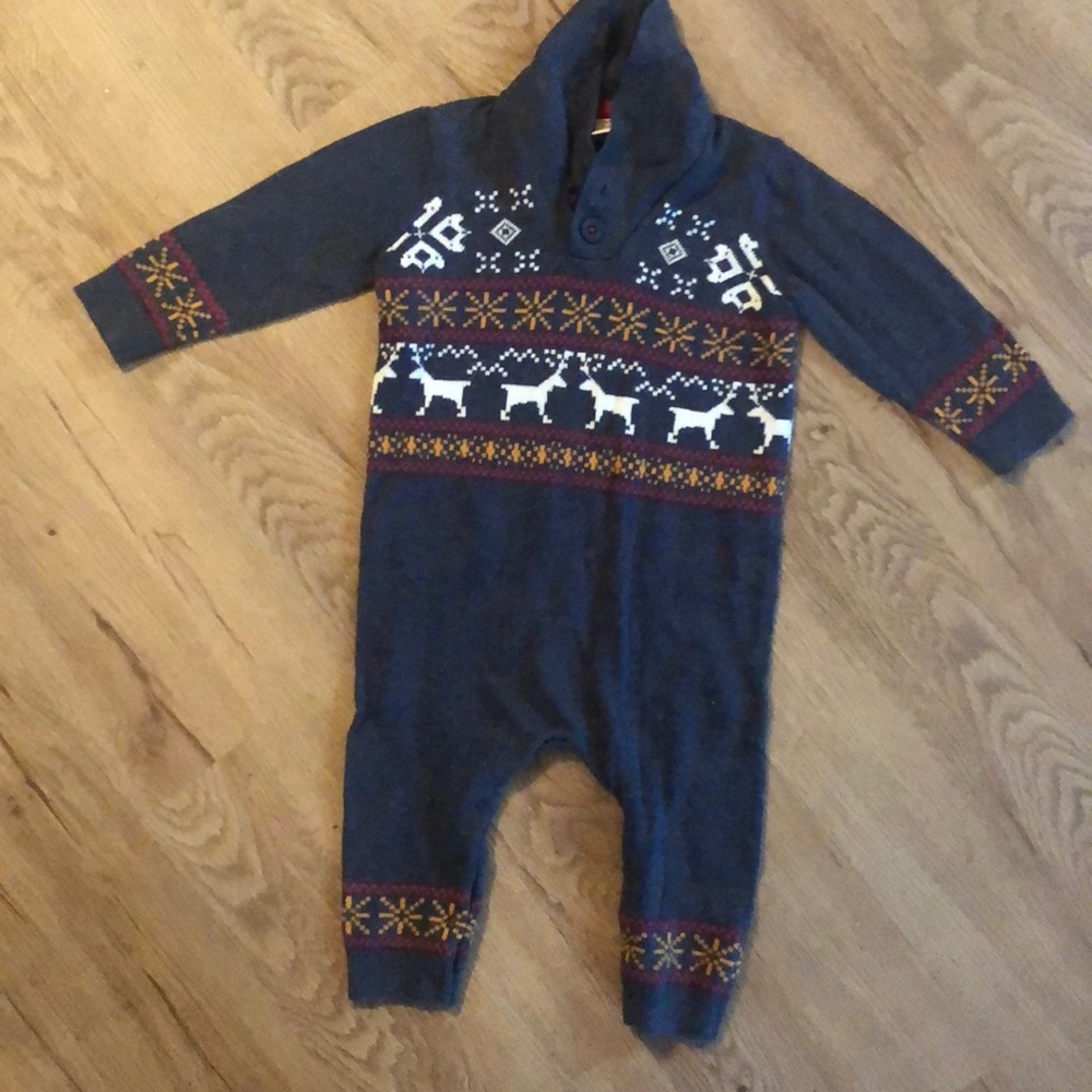 Holiday boys sweater onesie
